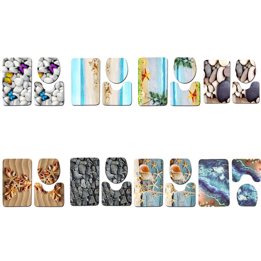 3 stks/set Badkamer Mat Set Anti-Slip Keuken Badmat Tapijt Badkamer Toliet Rug Wasbare Strand Stijl