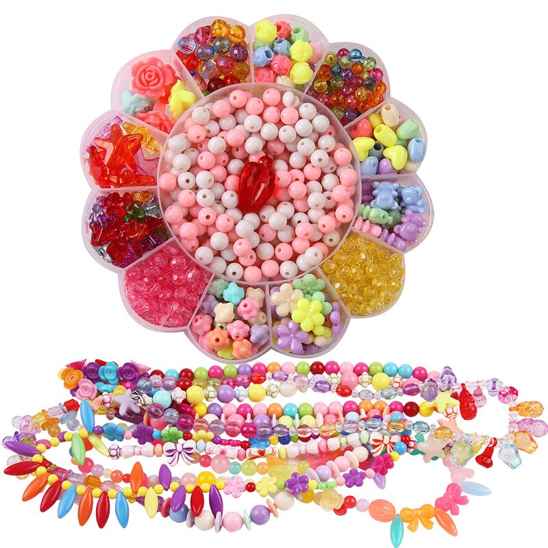 Pack Flower Jewery DIY Beads Necklace Bracelets Loose Beads Kids Decorative Beads Craft Making Suit Accessories