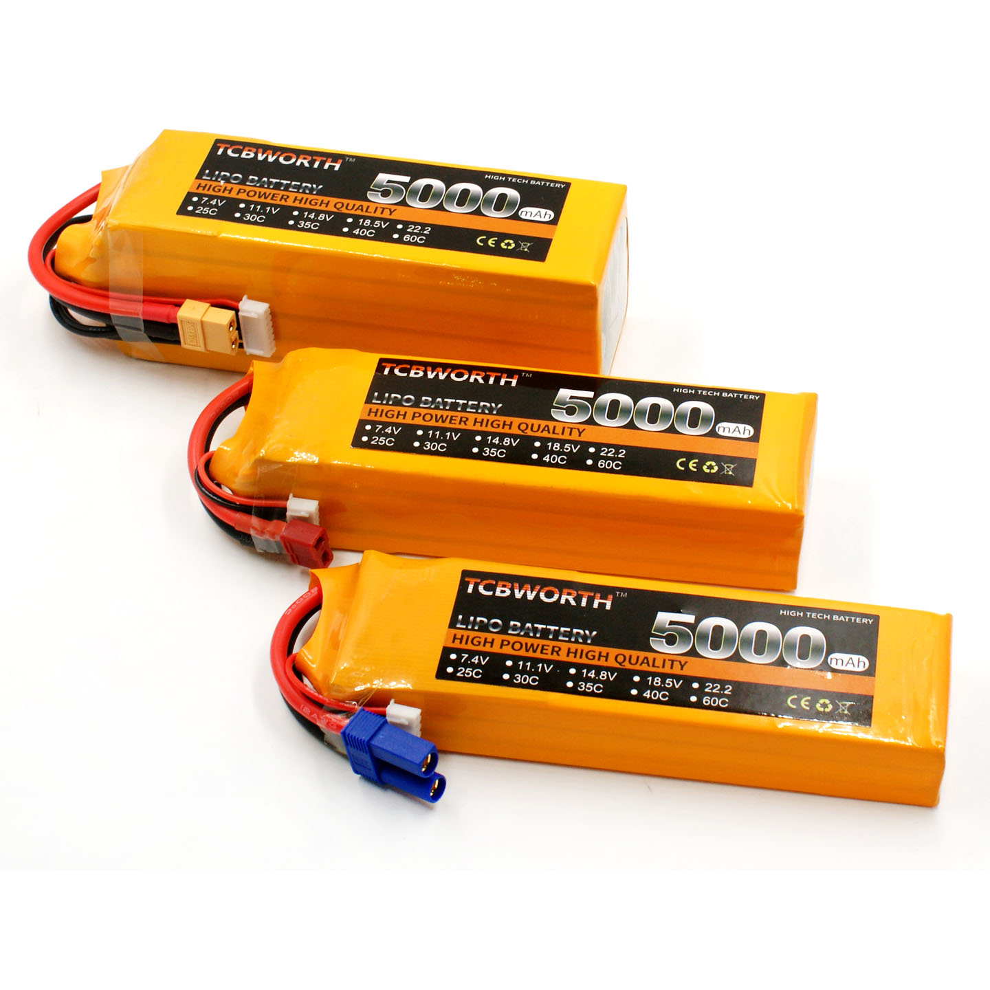 Batería LiPo 2S de 7,4 V, 1300, 2200, 3800, 5000 mAh, 25C, 35C, 60C, para Avión RC, Quadrotor, barco, Coche