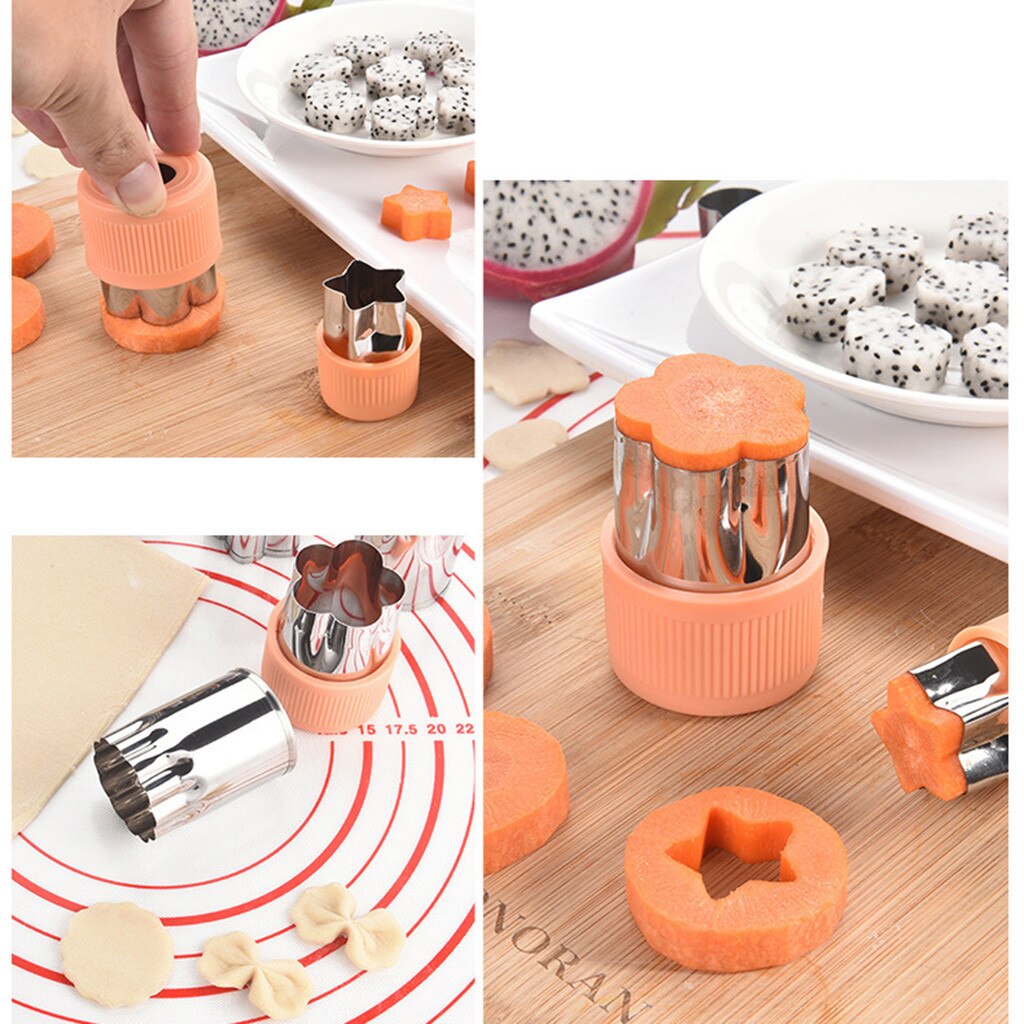 8 Stuks Groente Cutter Mould Fruit Slicer Fondant Cake Cookie Plunger Bloemen Ster Vorm Baksel Mold Verdelers Gereedschap