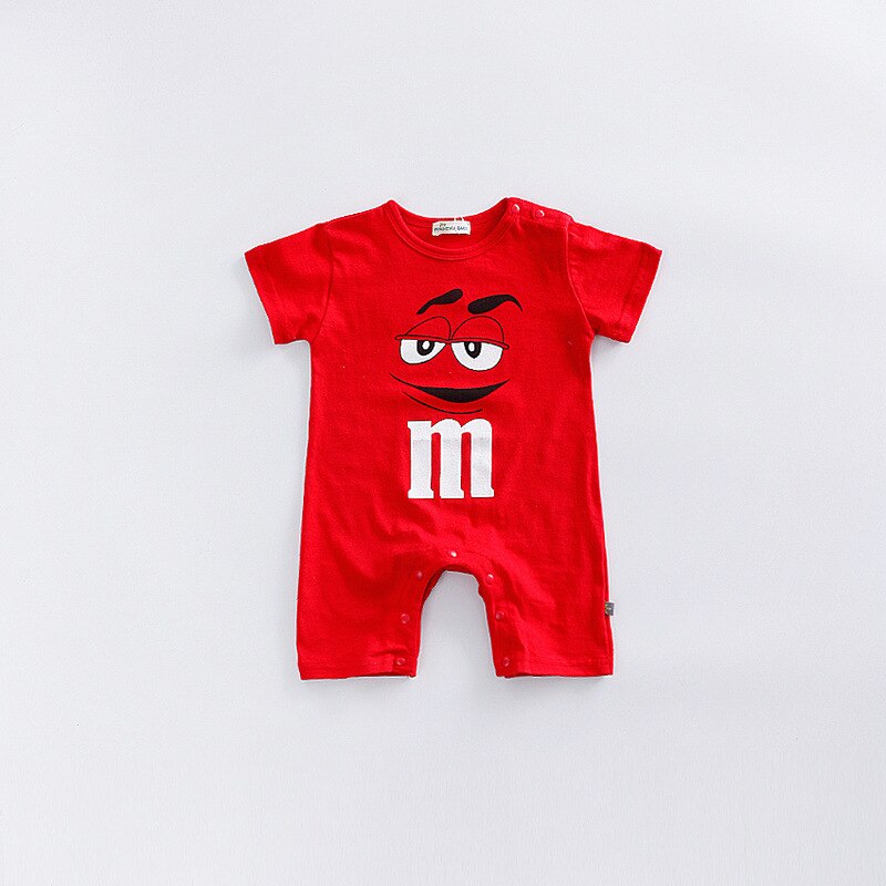 Barboteuse en coton pour -né fille et garçon, combinaisons bonbons, chocolats, vêtements d'été à manches courtes, doux pour bébé: Rouge / 3M