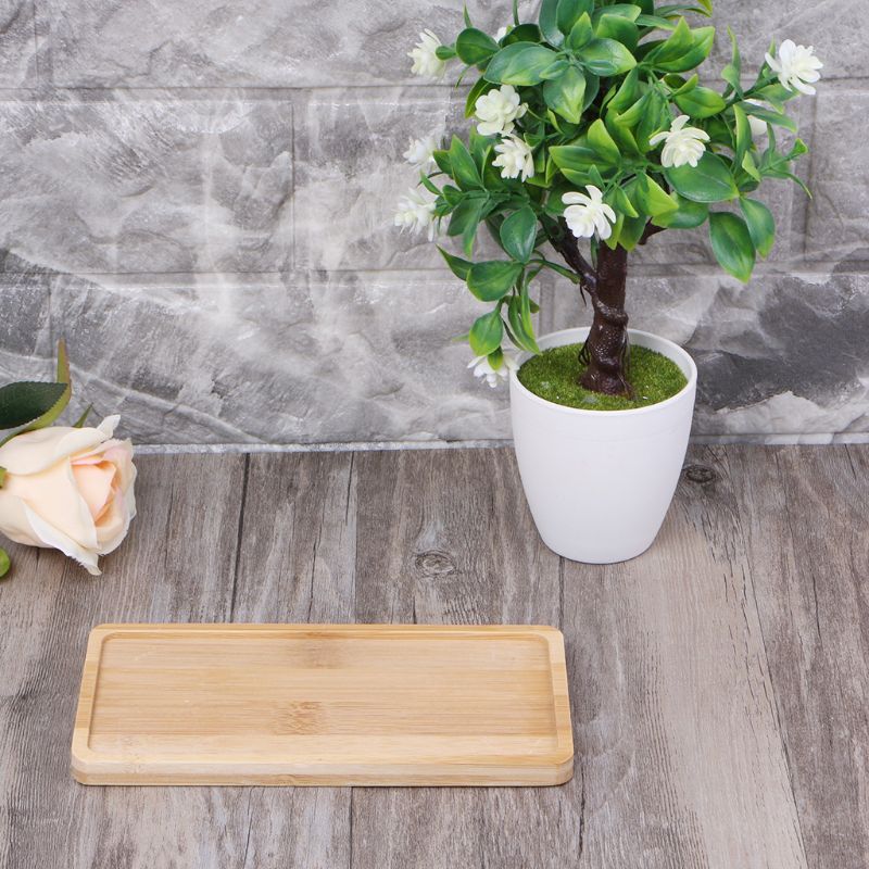 1pc rektangulær bambus underkop plantebakke mini plante urtepotte stativ favoriserer saftig pottebakke enkel boligindretning