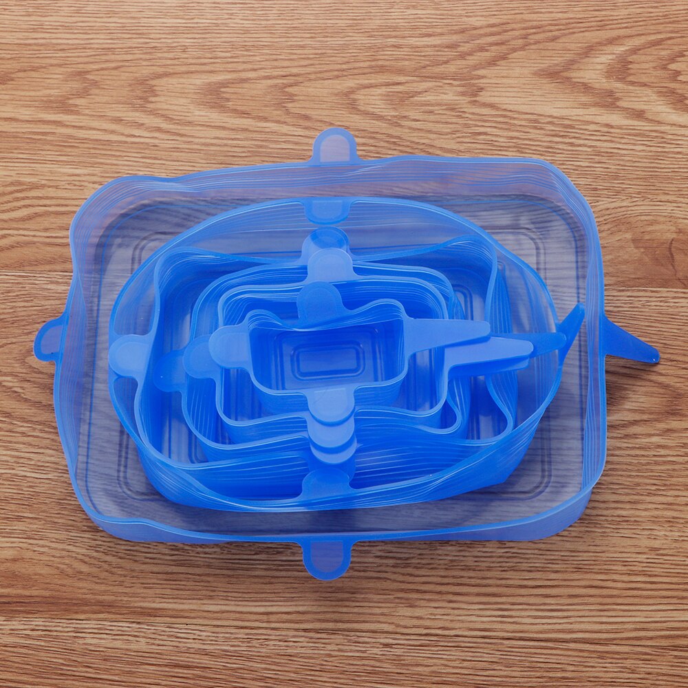 6 Stks/set Herbruikbare Kom Cover Ronde Vierkante Siliconen Deksel Stretch Zuig Voedsel Verse Houden Verse Deksels Kookgerei Keuken Gereedschap