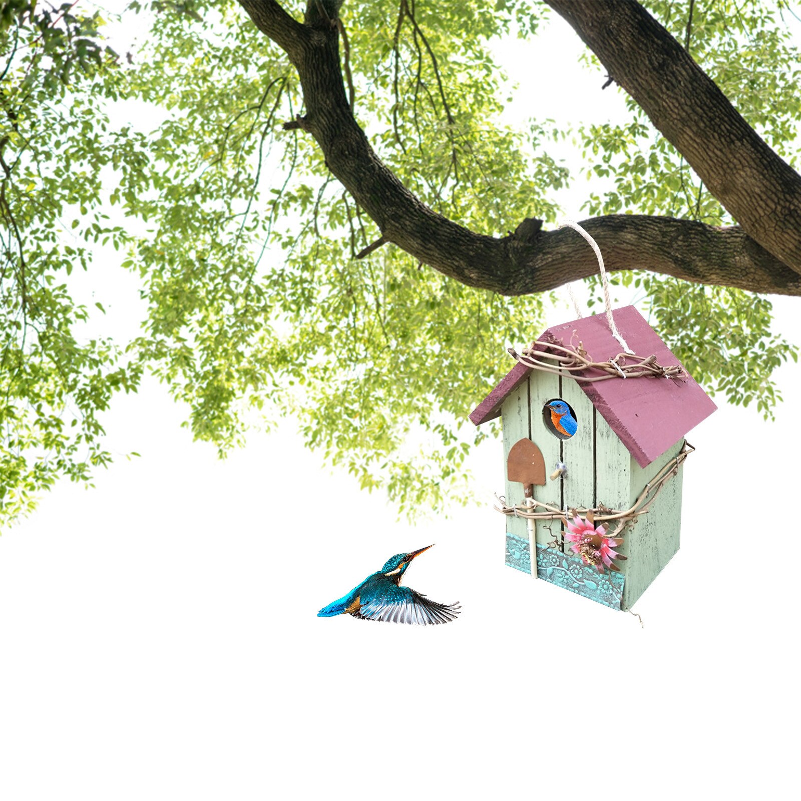 Multi-style Outdoor Garden Yard Hanging Bird House Nesting DIY Wooden Bird House Nest Handmade Eco-friendly Bird Nest Cage