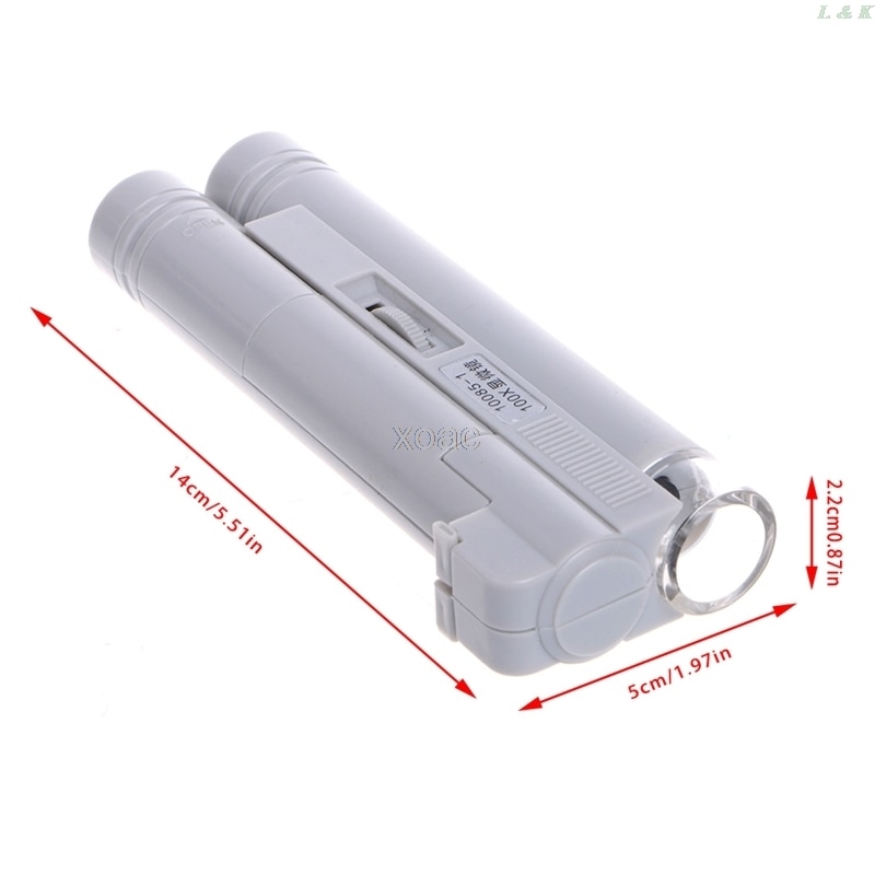 100X Zoom Handheld Microscope LED Light Jewelry Magnifier Lens Loupe Pocket M05