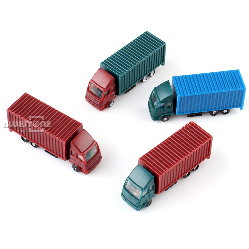 5PCS 1:150 N Schaal Plastic Container Kleurrijke Vrachtwagen Model Auto Speelgoed Spoorweg