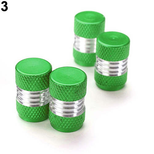6 Kleur 4 Stuks Aluminium Auto Truck Ronde Wiel Tire Kraandopverbindingen Dust Cover Zwart/Rood/geel/Groen/Blauw/Paars: green