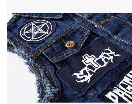 Mænd pactwork cowboy vest frakke enkeltradet turn down krave plus størrelse forår efterår jean vest plus størrelse denim vest  j1798