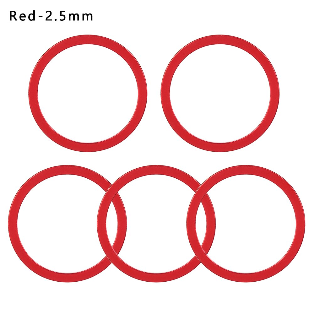 5PC 1~2.5mm Aluminium Alloy Bicycle Flywheel Hub Spacer MTB Bike Bottom Bracket Washer Bike Axle Washer Gasket Freewheel Gap: Red 2.5mm