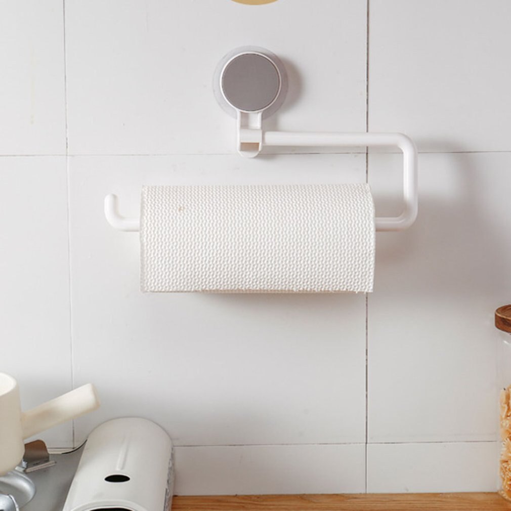 Wall Mounted Paper Roll Stand Kitchen Plastic Film Storage Rack Family Convenient Extended Single Pole Tissue Holder