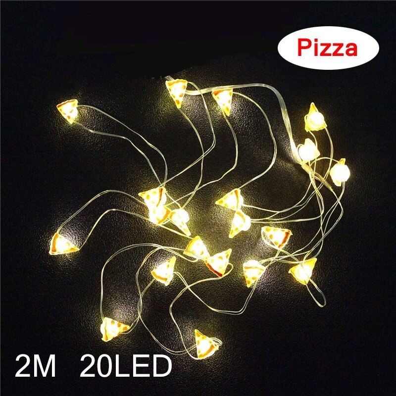 2M 20 LED String Light Cartoon Flamingo Cactus Heart Star Shape String Fairy Lights for Home Bedroom Party Decorations: Pizza