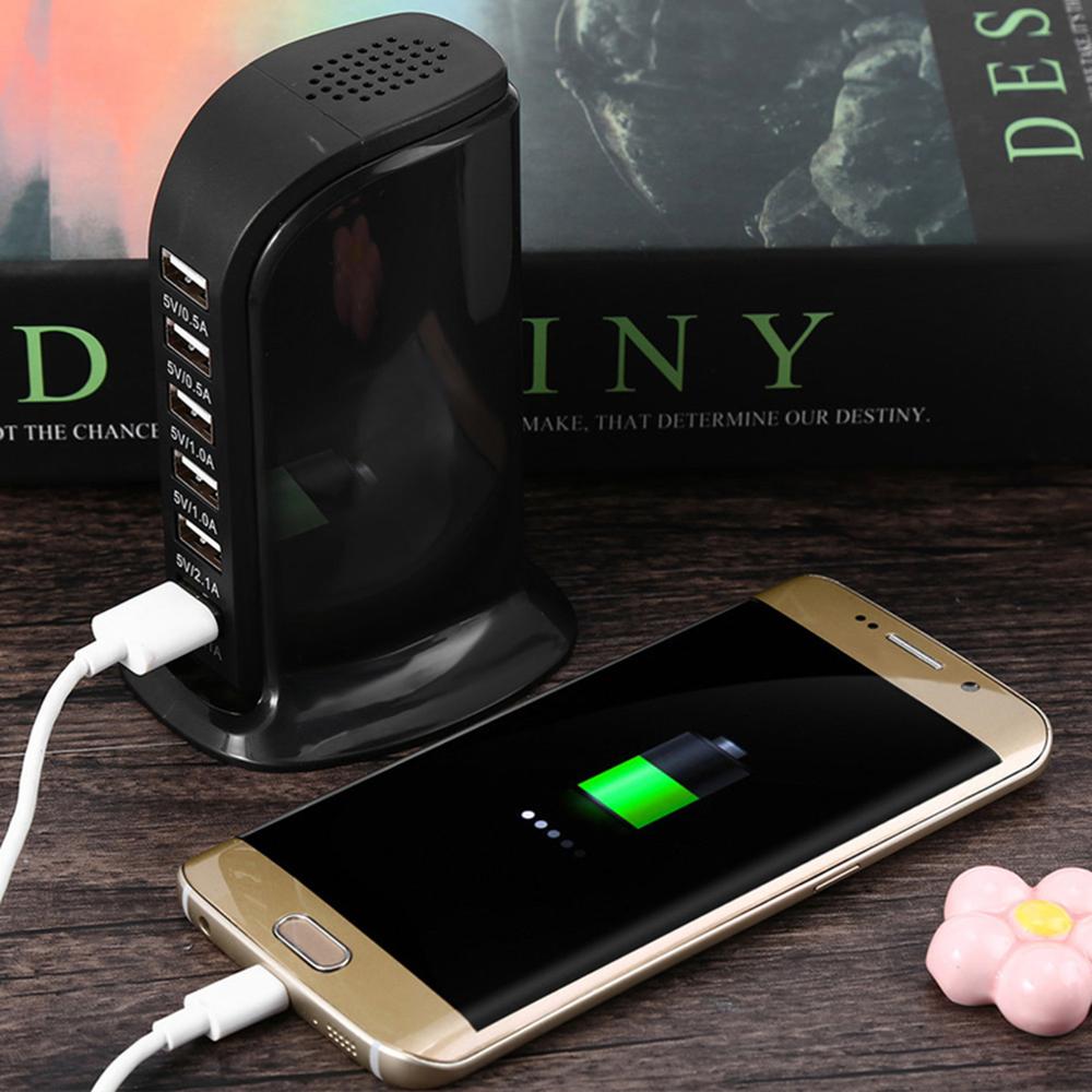 Cargador USB Multi de 6 puertos de 30 W, estación de carga rápida 6A, Conector de viaje de escritorio para teléfono móvil, enchufe de extensión, Platooninsert