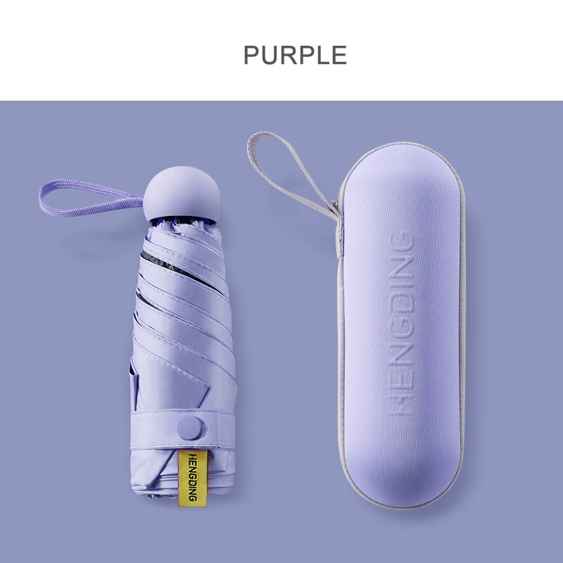 Miniparaguas para mujer, sombrilla de bolsillo a prueba de viento, colorida, Anti UV de lluvia, protección solar, 6K, pequeña: purple