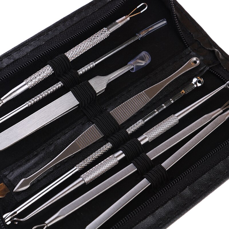 8Pcs Stainless Steel Blackhead Remover Kit With Bag Blackhead Acne Comedone Pimple Blemish Extractor Beauty Tool