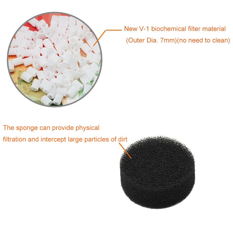 Filtro de cama móvil fluidizado para acuario, filtro de burbuja Bio Media, filtro de esponja para tanque de peces con ventosa, piedra de aire y filtro de esponja