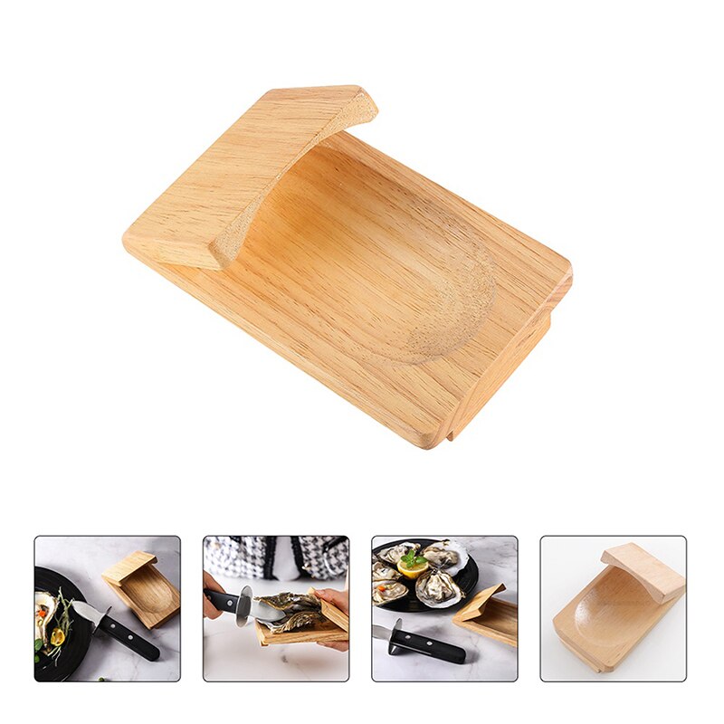 Wood Handle Oyster Knives Opener Stainless Steel Scallop Shell Shucking Cutter With Oyster Shucking Clamp For Seafood Wooden