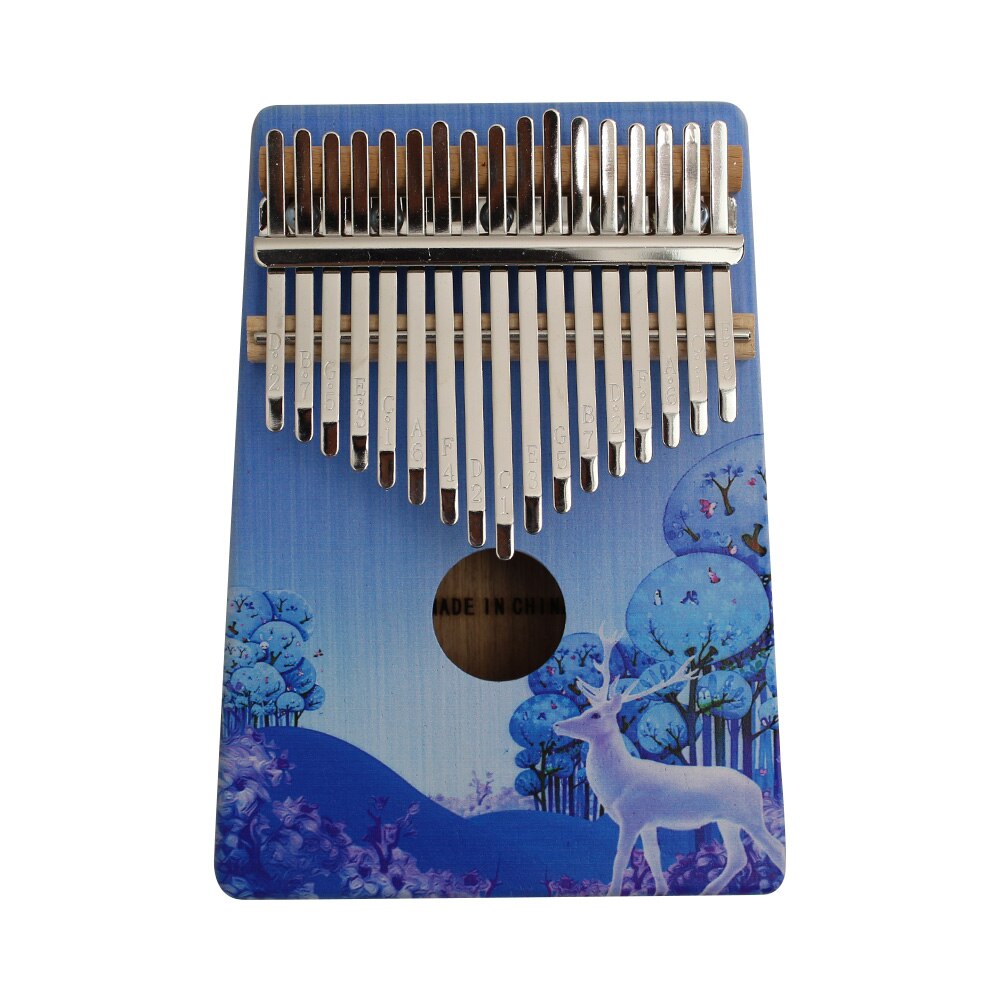 17- nøkkel bærbart tre kalimba tommel piano mbira med farget tegning for musikkelskere nybegynnere studenter