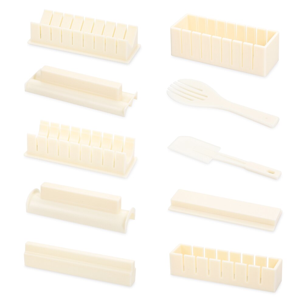 Kit de equipo para hacer Sushi, espátula, tenedor, Bola de arroz japonesa, rollo de pastel, molde para hacer Sushi, 3/10 Uds.
