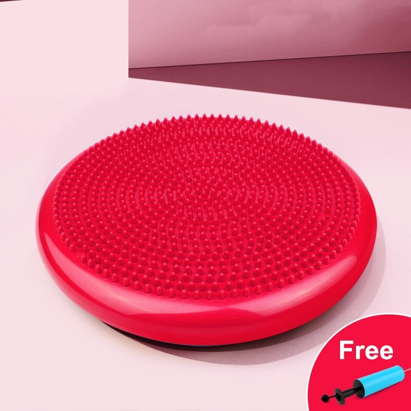 Balance Disc Stability Wobble Cushion-Lumbar Support for Desk and Office Chair Home Gym Workout Equipment Pump Included: Red