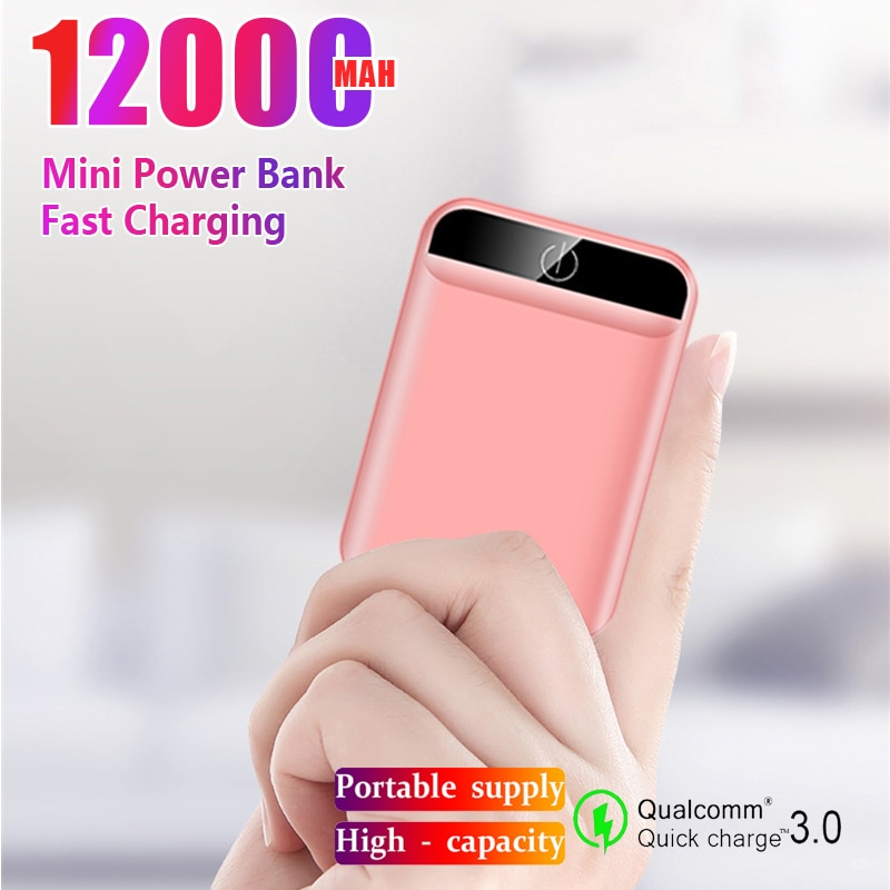 12000mAh Mini Power Bank doppia uscita USB caricabatterie portatile viaggio esterno batteria esterna batteria Mobile carica Power Bank