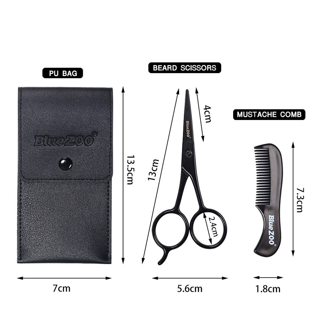 3 stuks heren baard snor neus haar trimschaar vormkammen gebogen snor neus oor haar verwijderaar schaar trimmer