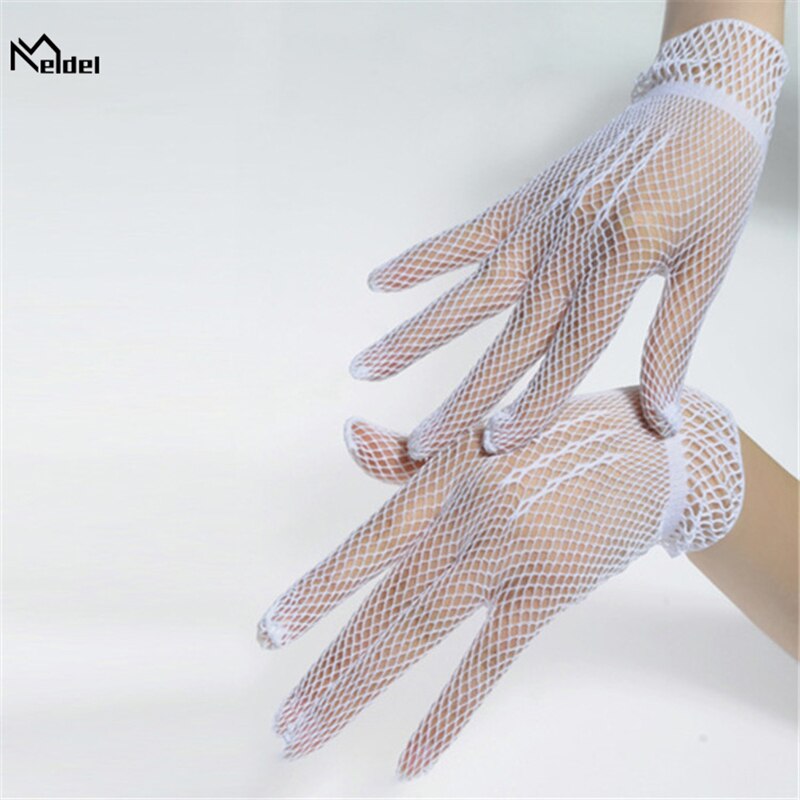 Guantes de novia de rejilla de , bonitos guantes de boda blancos con cuentas para novia, accesorios de boda