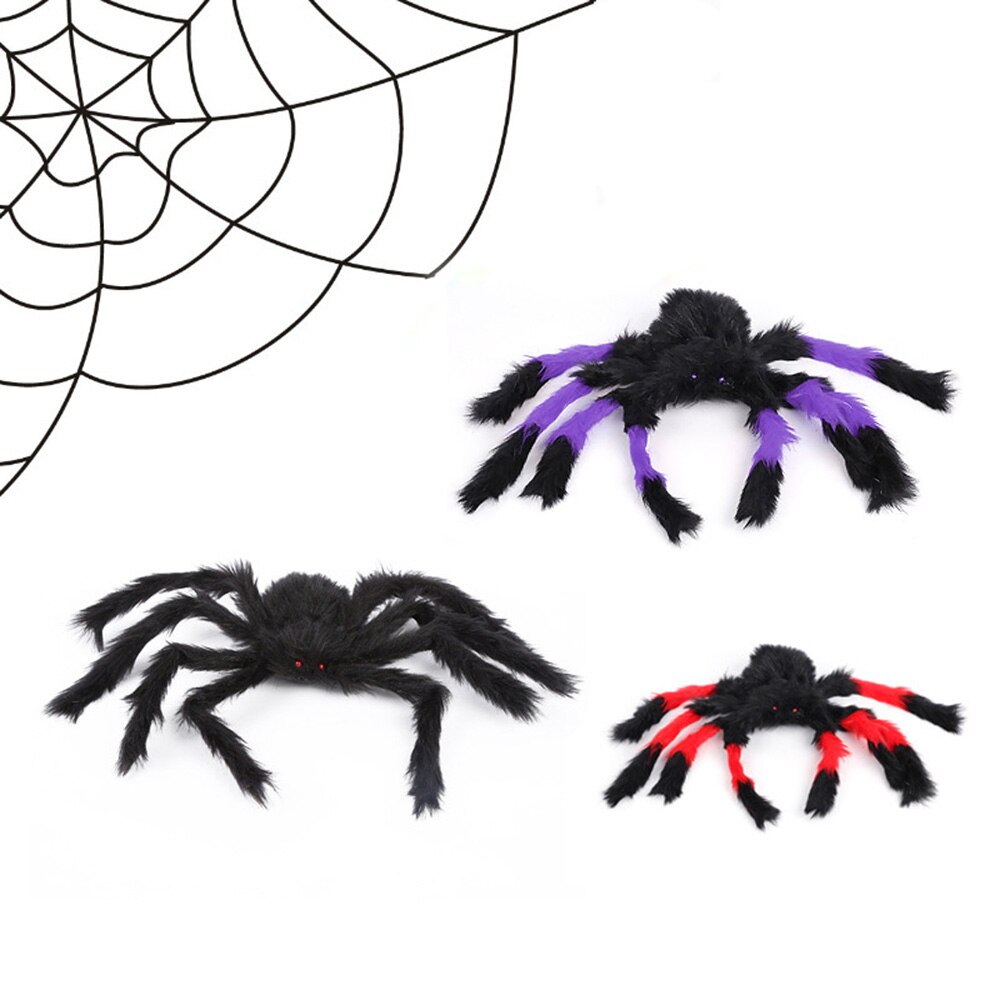 Verklighetstrogna halloween rekvisita plysch spindel leksaksimuleringsmaterial för fest 30cm läskiga spindlar 6 färger