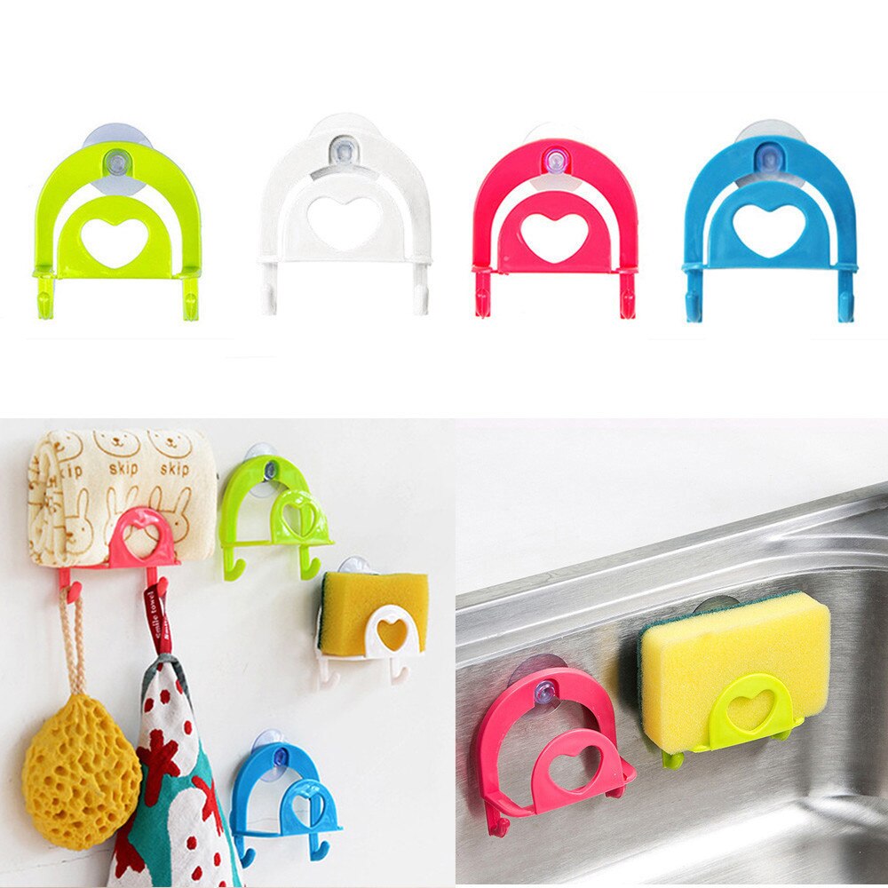 Cute Practical Sponge Holder Suction Cup Convenient Home Kitchen Holder Kit Tools Gadget Bathroom Decor Grocery Rack#30