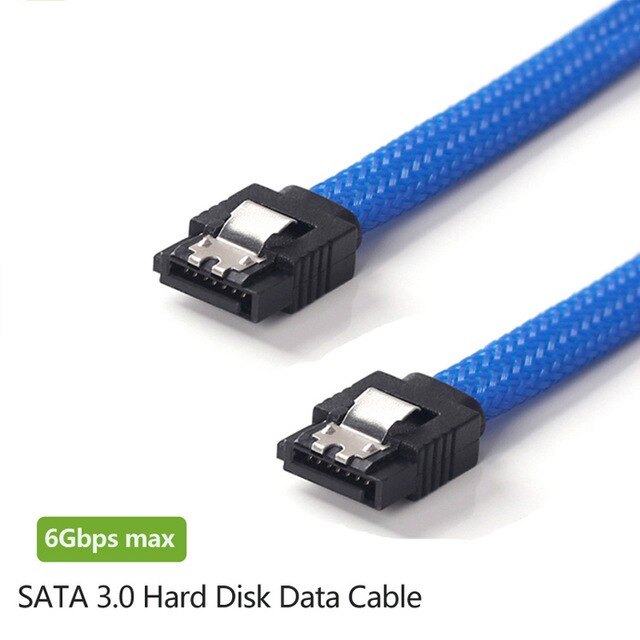 Lingable sata 3.0 iii sata 3 7 pin datakaapelit 6gb/ s ssd kaapeli hdd kiintolevyaseman johto linja nylon hihainen musta sininen punainen valkoinen: Sininen