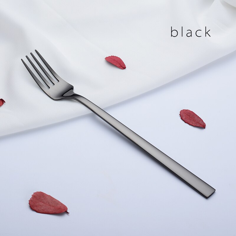 Ironx koreansk middagsgaffel farverig rustfrit stål gafler med lange skafter bestik 8.26 tommer 1 stk.: Sort