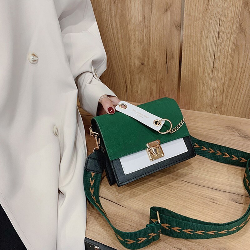 Contrast Color Leather Crossbody Bags For Women Travel Handbag Simple Shoulder Simple Bag Ladies Cross Body Bag