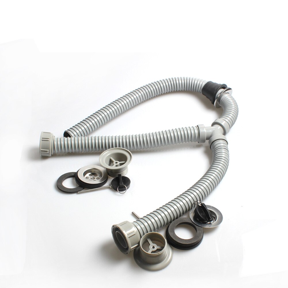 Talea Double sink laundry Drain kit Strainer Basket Drain Set with Drain Pipes Strainer Y type hose Plastic Flexible Flume