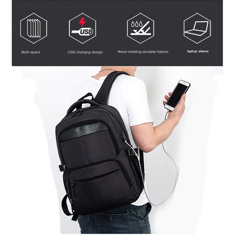 Crossten external usb charging port bag, waterproof 15 " laptop backpack, school travel bag, school backpack, waterproof school bag