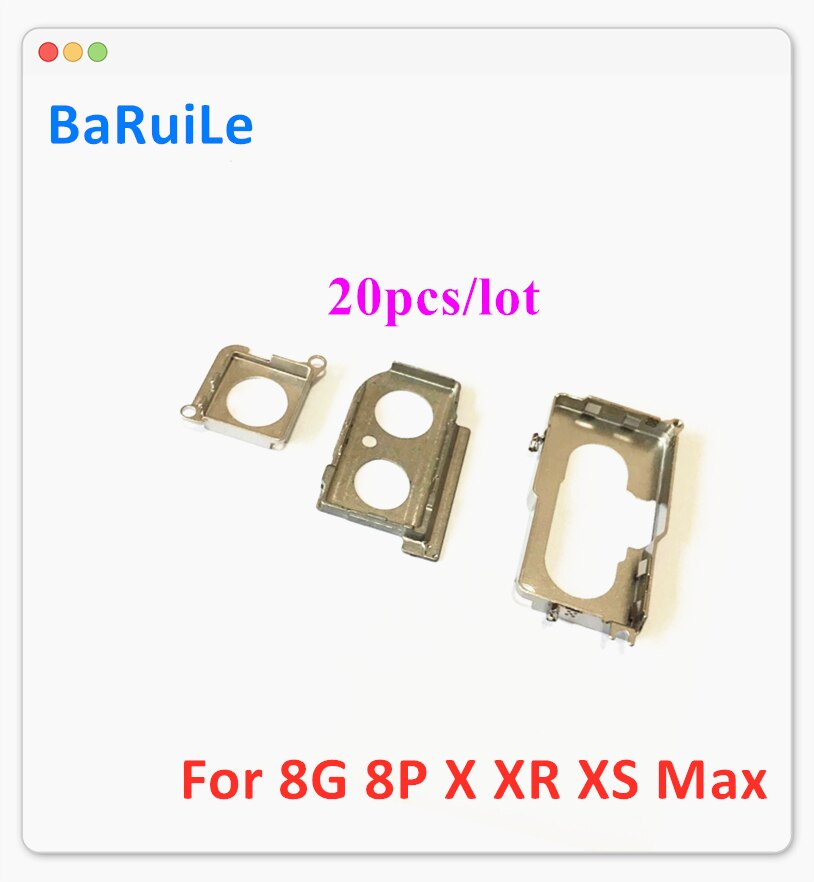 Baruile 20 stück rückkamerahalterung aus metall für iphone 8 plus x xr xs max metallabdeckung ringerrahmenkappe dichtung halterungsteile