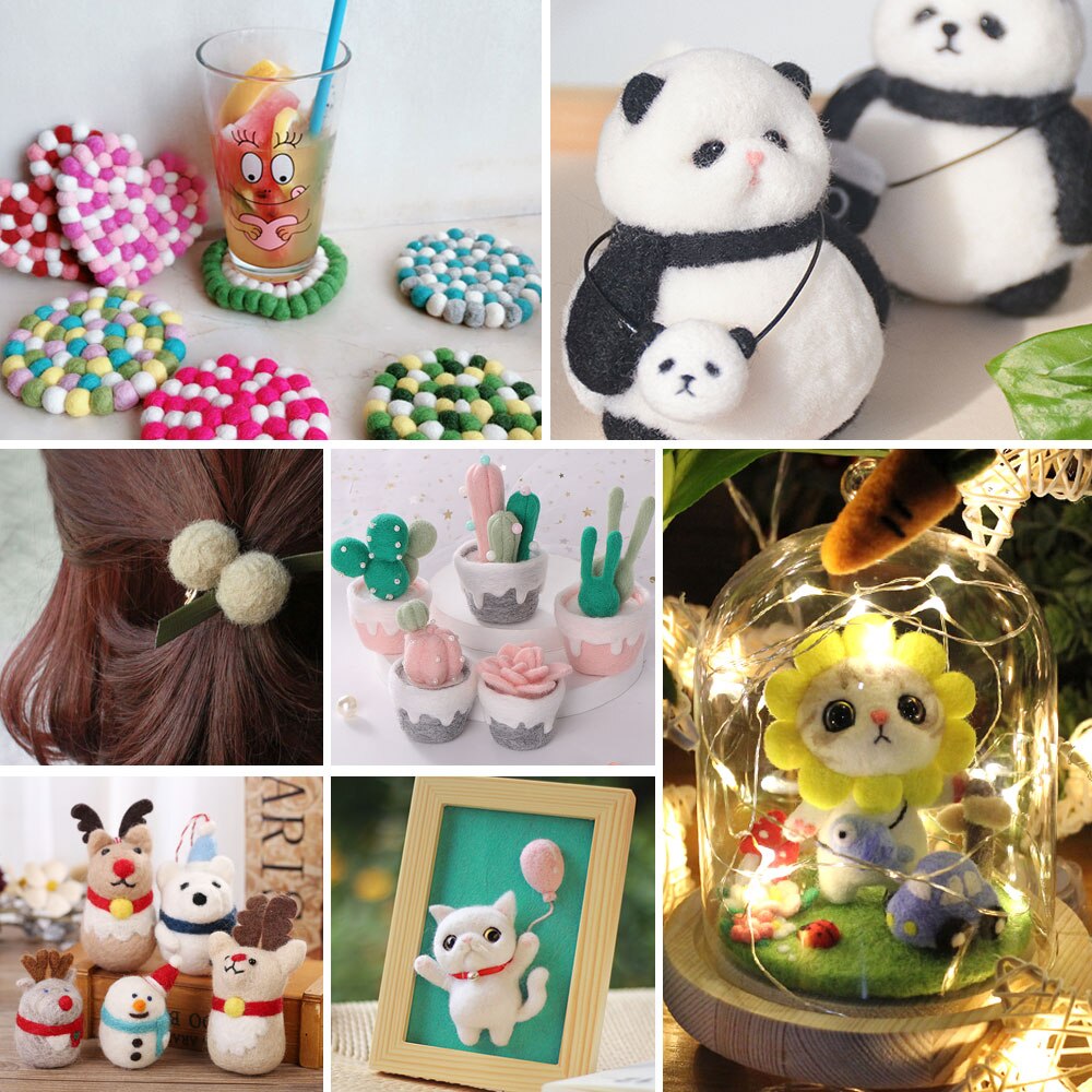 30/50 Colors DIY Wool Felting Kit Mixed Color Handle Needle Felting Tools Handmade Felt Needle Set Fabric Materials Handcraft