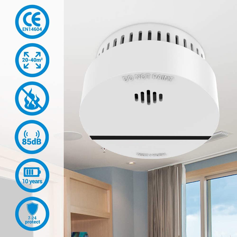 Fire Alarm sensor Smoke detector Home security allume fen 10 years battery photoelectric independent sensitive