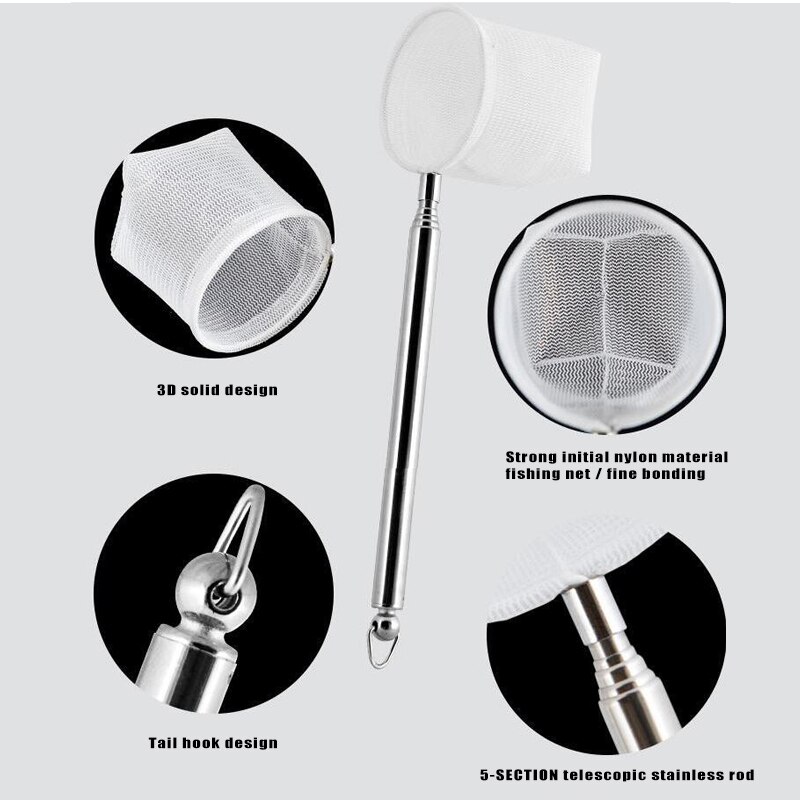 Aquarium Shrimp Net Mini Fish Net Fine Mesh Telescopic Tiny Skimming Quicknet with with Stainless Long Handle