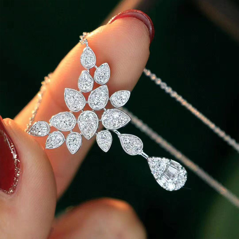 Beste Neueste Schmuck setzt Silber Farbe Hochzeit Wasser Tropfen Jewelrys Ohrringe Anhänger Halsketten Freies