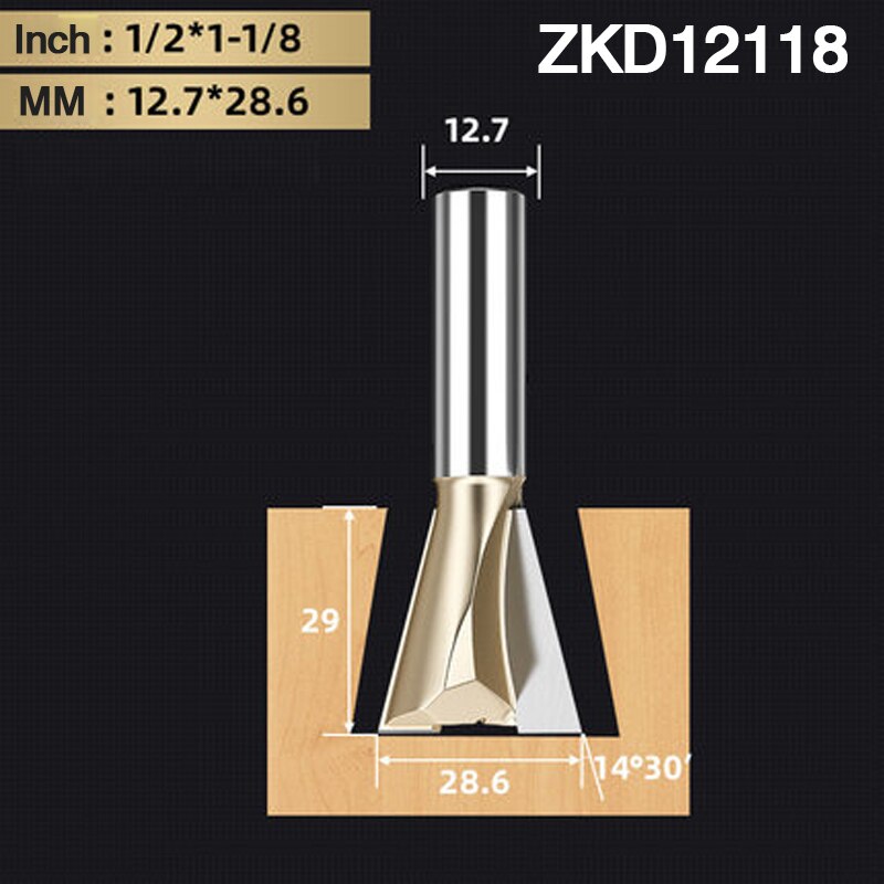 1/2 " 12.7mm -varsinen teollisuustanko lohenpyrstöjyrsinterä nielupyrstö puuntyöstö etsaus jyrsintyökalut puun leikkuriin: Zkd 12118