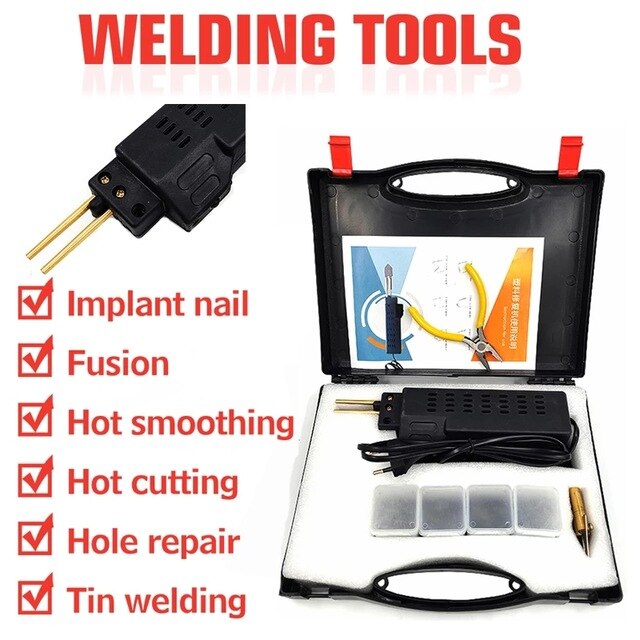 Portable nail machine plastic welding garage tool 50W nail PVC repair machine car bumper welding repair soldering iron tools: Silver
