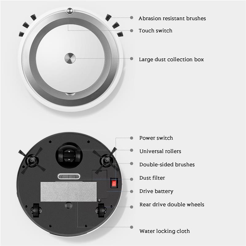 Smart Sweeping Robot Auto Vacuum Hair Dust Remover APP Control Sweeper Floor Washing Tool