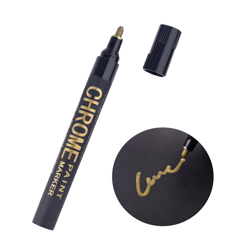 Rotulador de espejo cromado, bolígrafo de pintura reflectante DIY de 2mm, marcador permanente de oro y plata para retocar, pintura de modelo, marcado: Gris claro