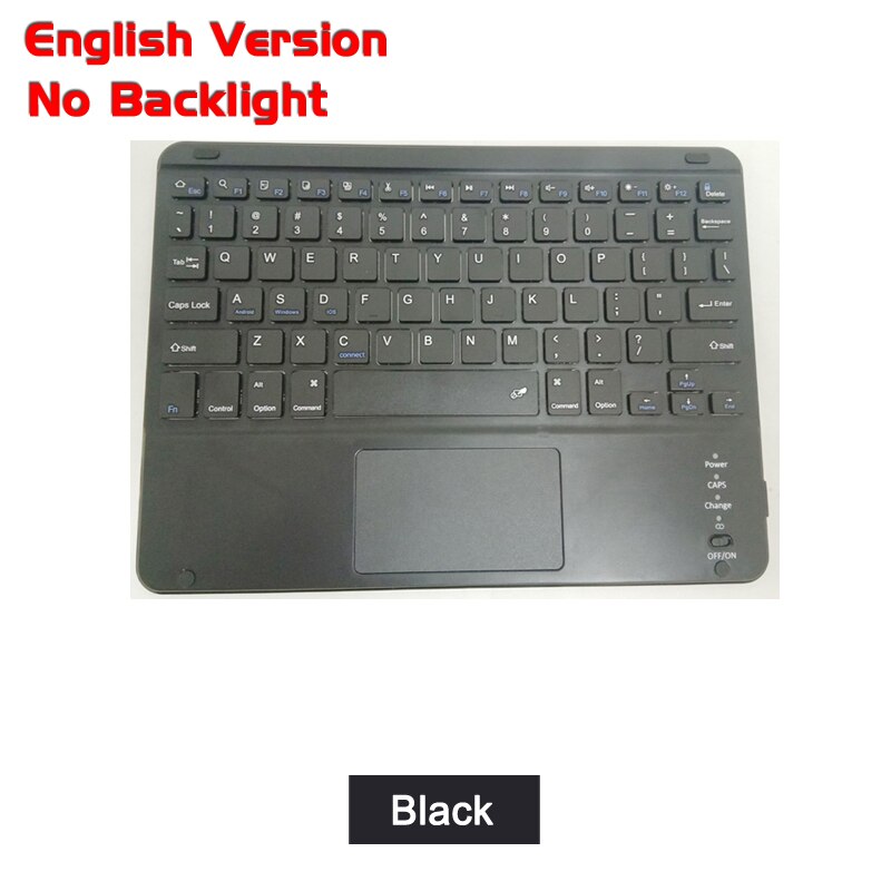Bluetooth Wireless Keyboard Led Backlight Touchpad Russische Arabisch Thai Hebreeuws Spaans Frans Italiaans Koreaanse Duitse Toetsenbord: For Windows / Black