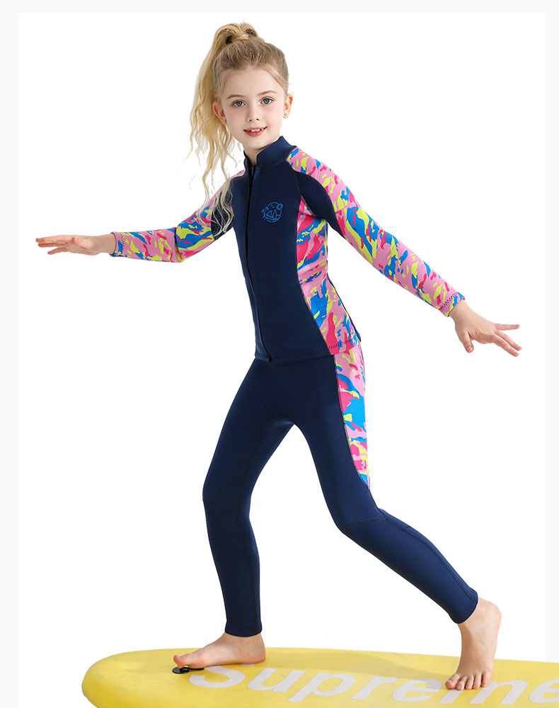 Kinder Wetsuit Top Jack + Broek Voor Jongens Meisjes Jeugd, Kinder Natpak Shirt Neopreen 2.5Mm Lange Mouw Rits Badpak Met Rits Aan De Voorkant