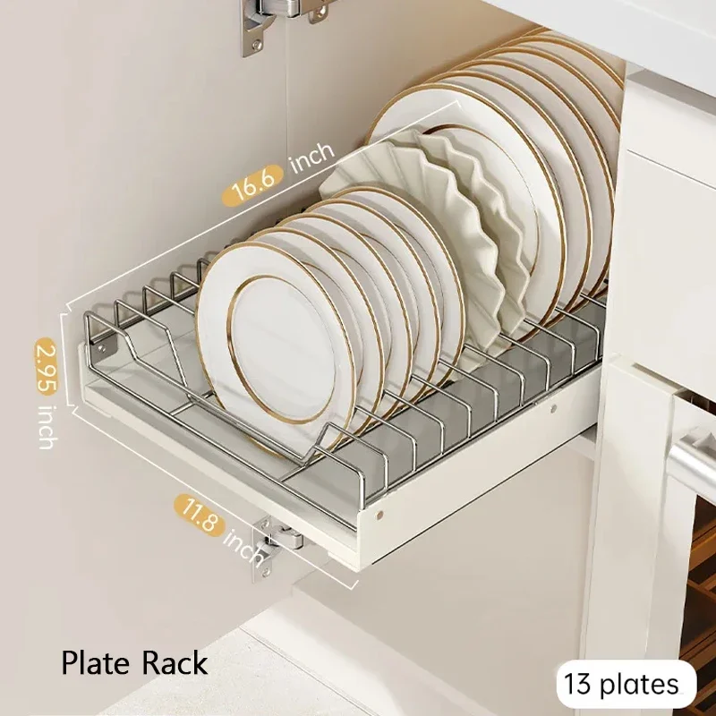 organizador de cocina extraíble, estante de almacenamiento con rieles deslizantes, tipo cajonera, cuenco, almacenamiento de platos, caja de especias, estante organizador, gabinetes: Gris oscuro