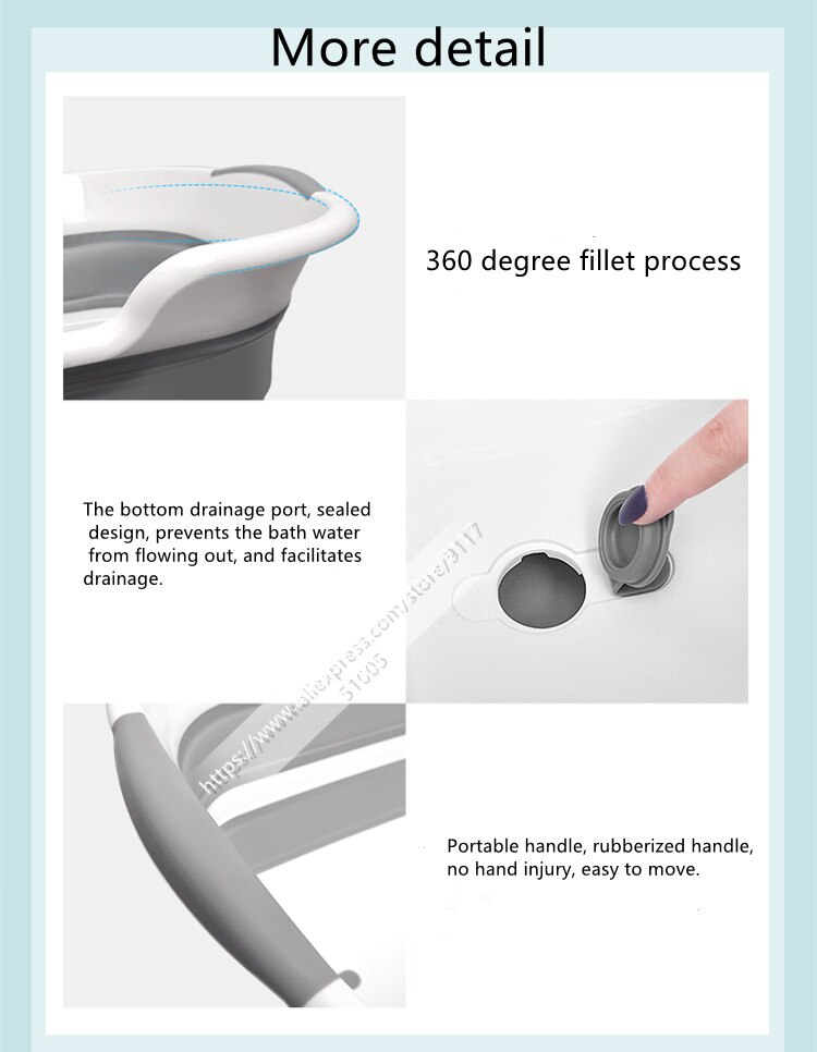 Bañera portátil para ducha de bebé, bañera plegable para ducha de bebé con drenaje, bañeras para mascotas, accesorios de baño de seguridad, cesta de almacenamiento