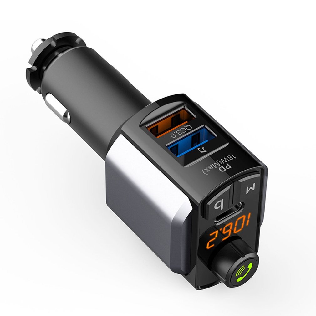 Kabelloses autoradio mit  mp3 playern, bass-subwoofer, fm-transmitter und kabellosem ladegerät für  mp3 player  pc18w qc3.0