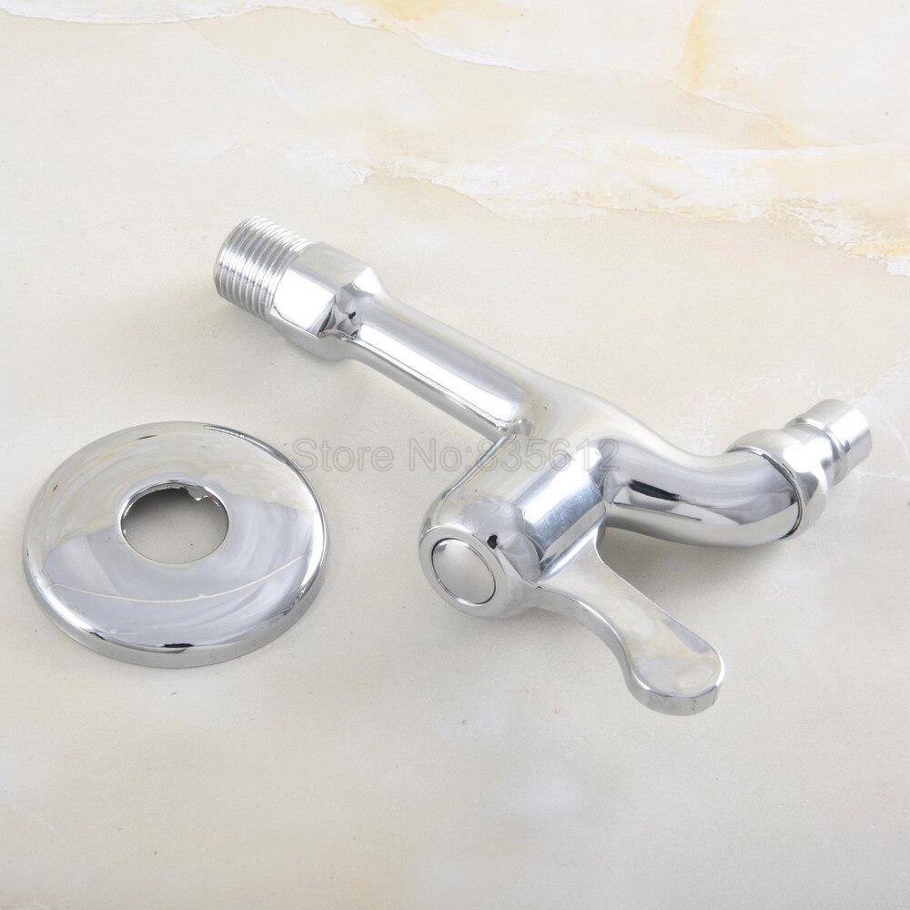 Wall Mounted Washing Machine Faucet Polished Chrome Brass Faucet Single Cold Water Taps Outdoor Garden Faucet tav166
