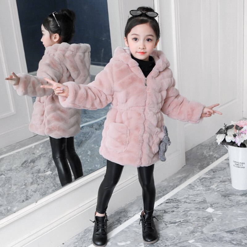 Meisjes Winter Jassen Winter Kinderen Mode Kleding Baby Meisjes Faux Fur Tops Wollen Jas Kinderen Meisjes Wollen Jas faux Bontjas