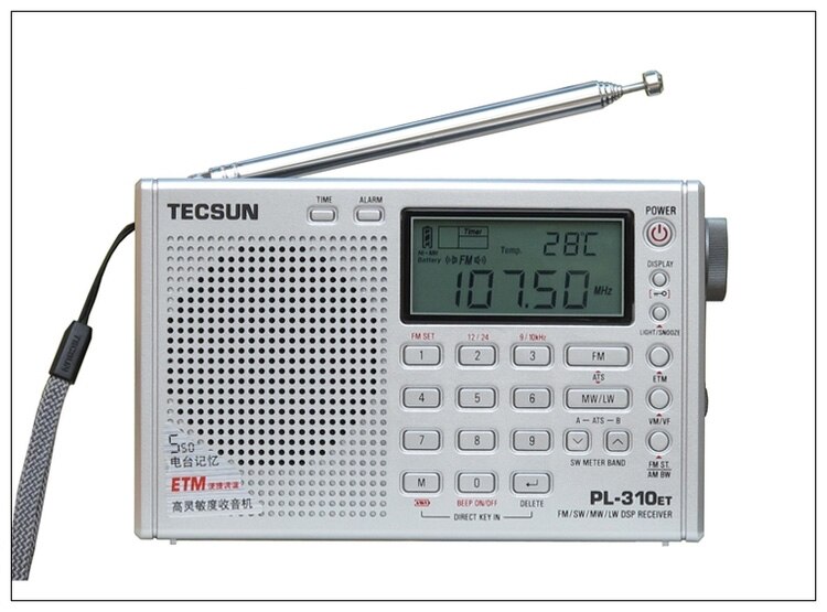 TECSUN PL-310ET FM AM MW SW LW DSP Ontvanger WERELDONTVANGER Kortegolf RADIO Digitale Demodulatie Stereo Radio Receiver: Sliver